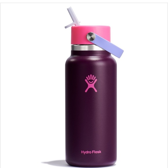 Hydro Flask 32 Oz Wide Mouth Water Bottle With Flex Straw Cap | Color:Sugar Pkum - Picture 1 of 7
